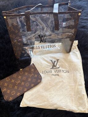 Louis Vuitton Brown Monogram Clear Tote with Monogram Pouch